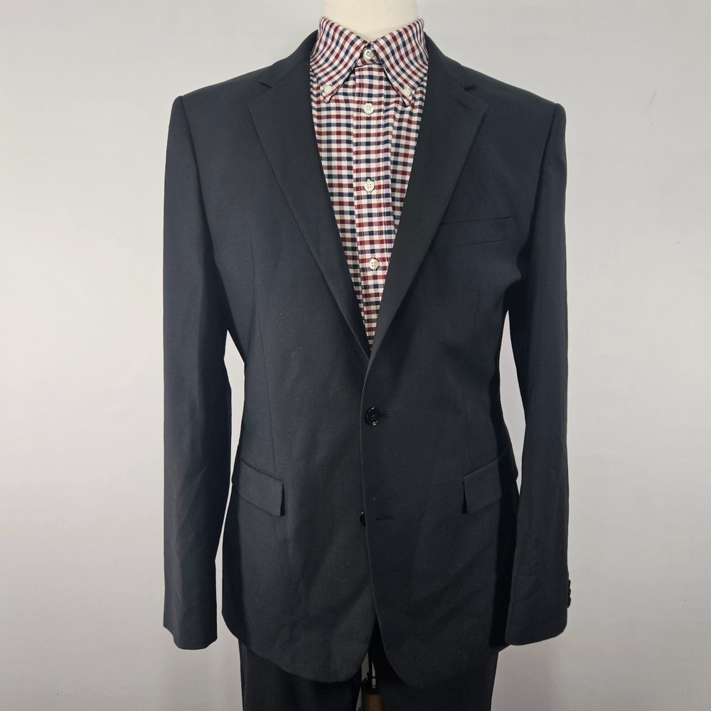 Express Men's Sport Coat Blazer Two Button Black Wool Spandex Extra Slim 44L‎